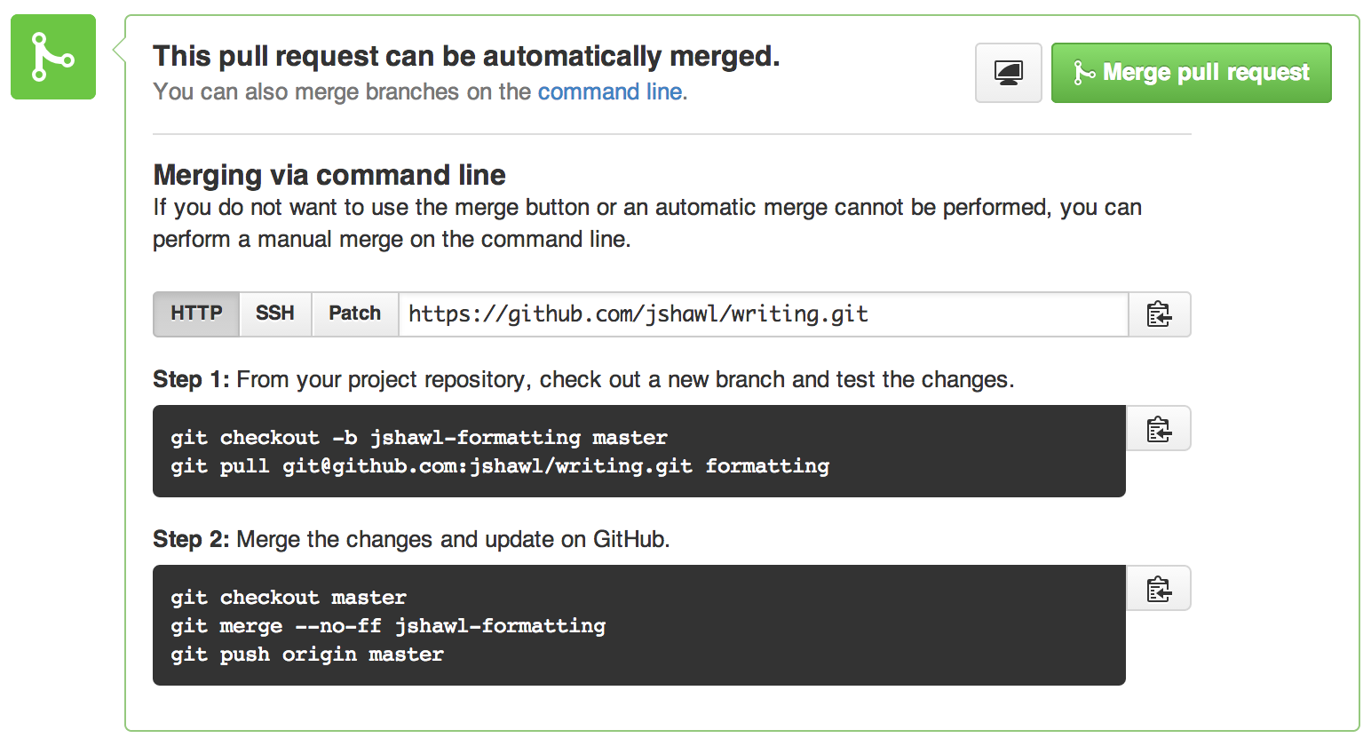 Pull Request Github Command Line